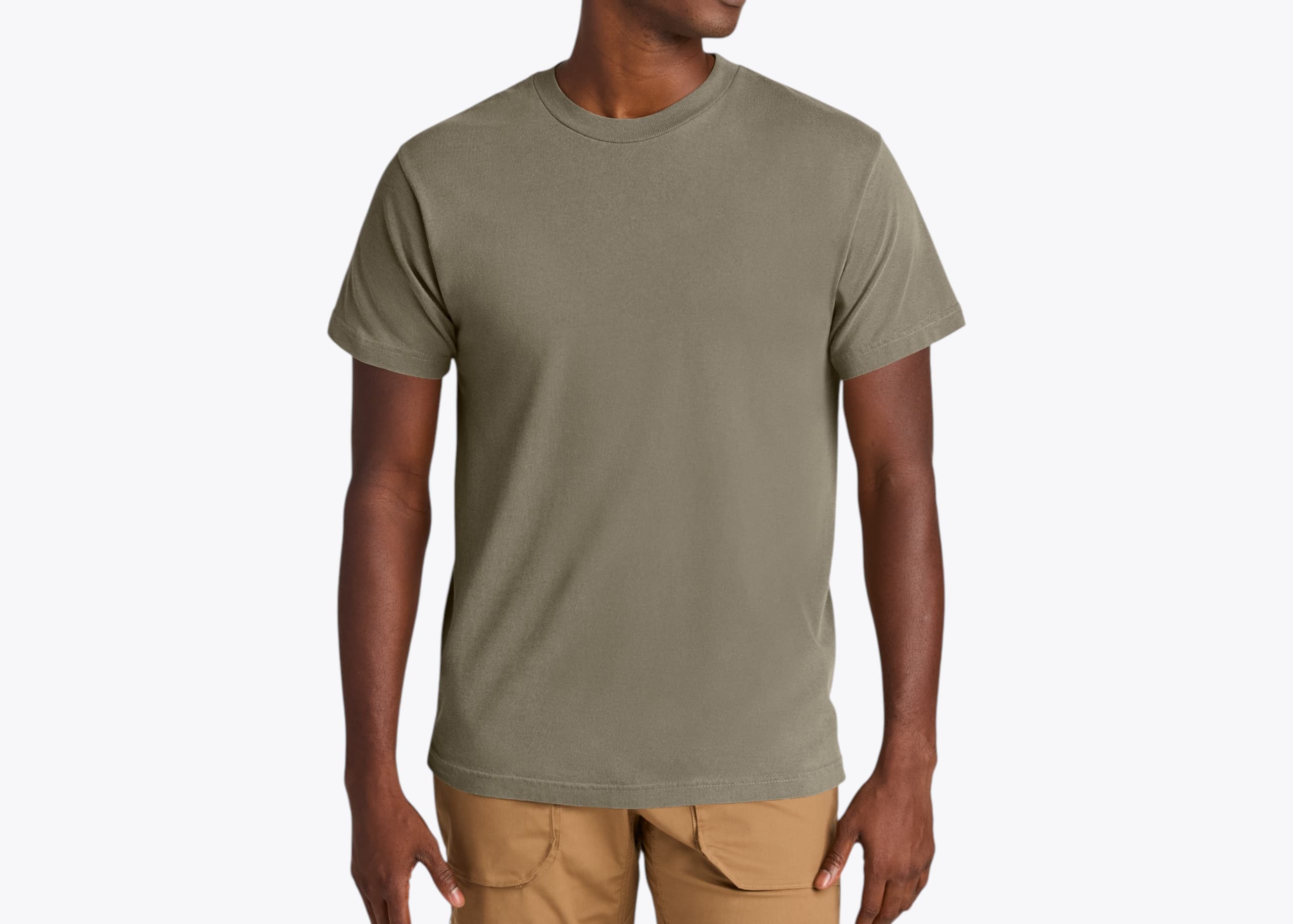 American Apparel 1301GD Garment Dyed Unisex Heavyweight Cotton Tee in Faded Brown (size:medium, view:front)