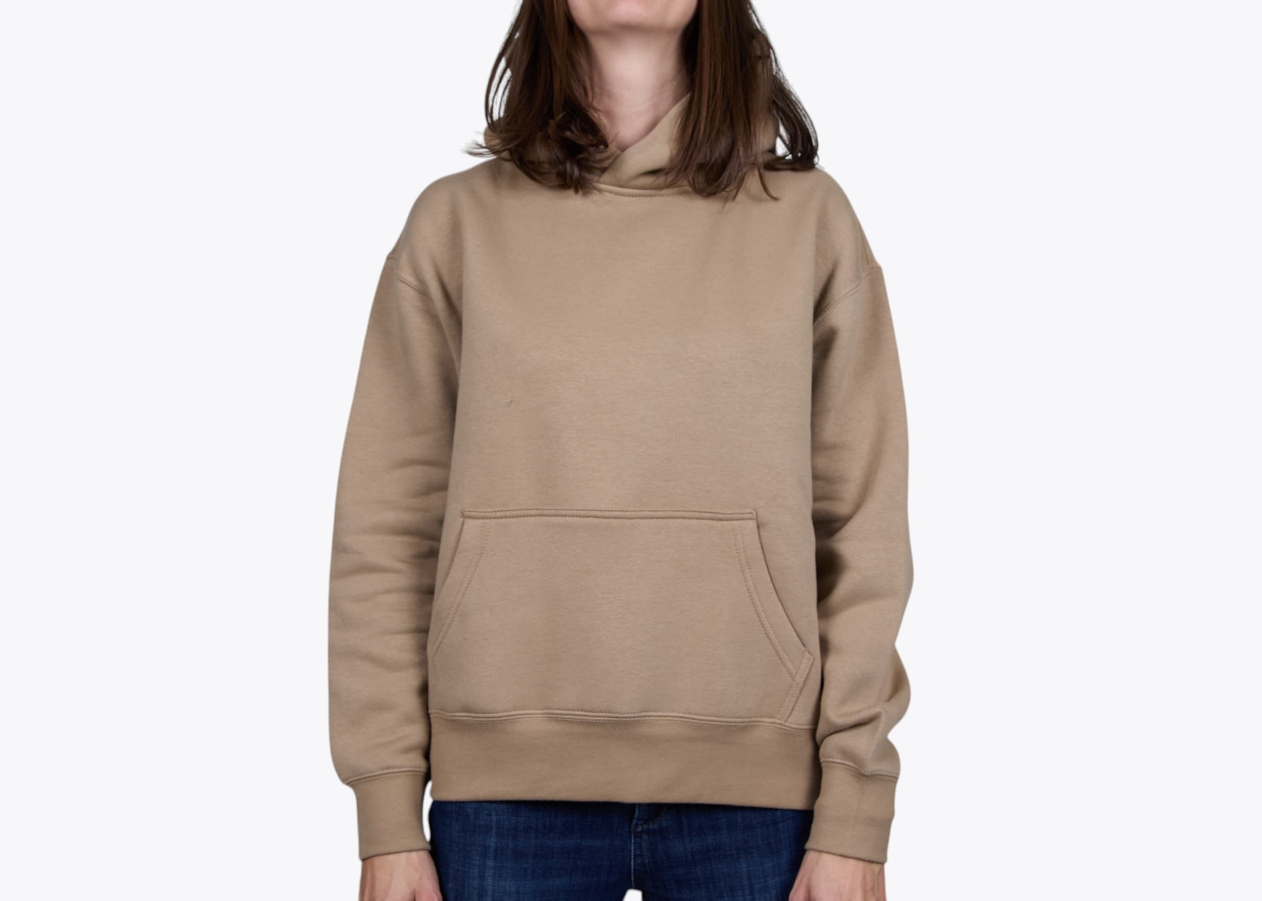 AS Colour 4161 Women's Relax Hood in Sand (model:female, size:small, view:front)