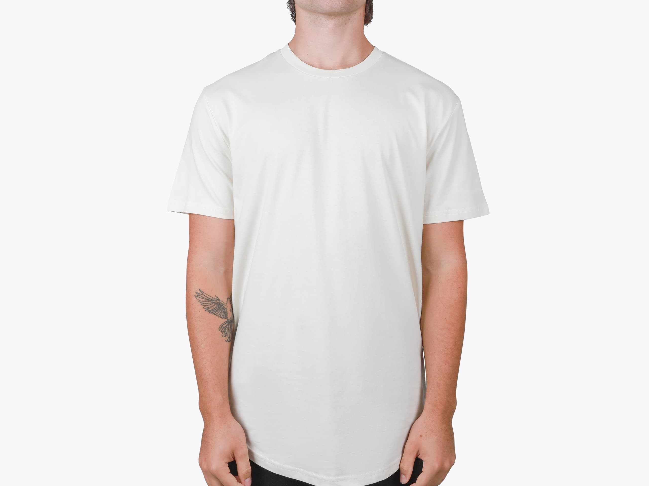 AS Colour 5076 Men's Staple Curve Tee in Ecru (model:male, size:medium, view:front)