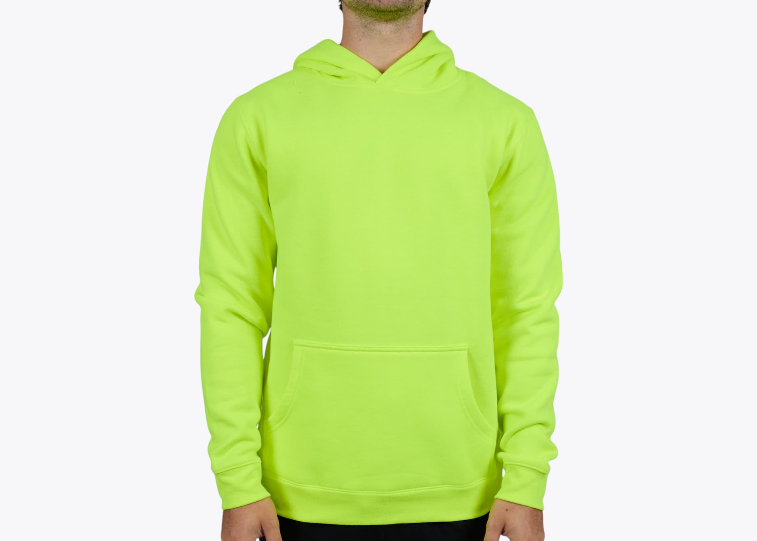 AS Colour 5102F Stencil Safety Hood in Safety Yellow (model:male, size:medium, view:front)