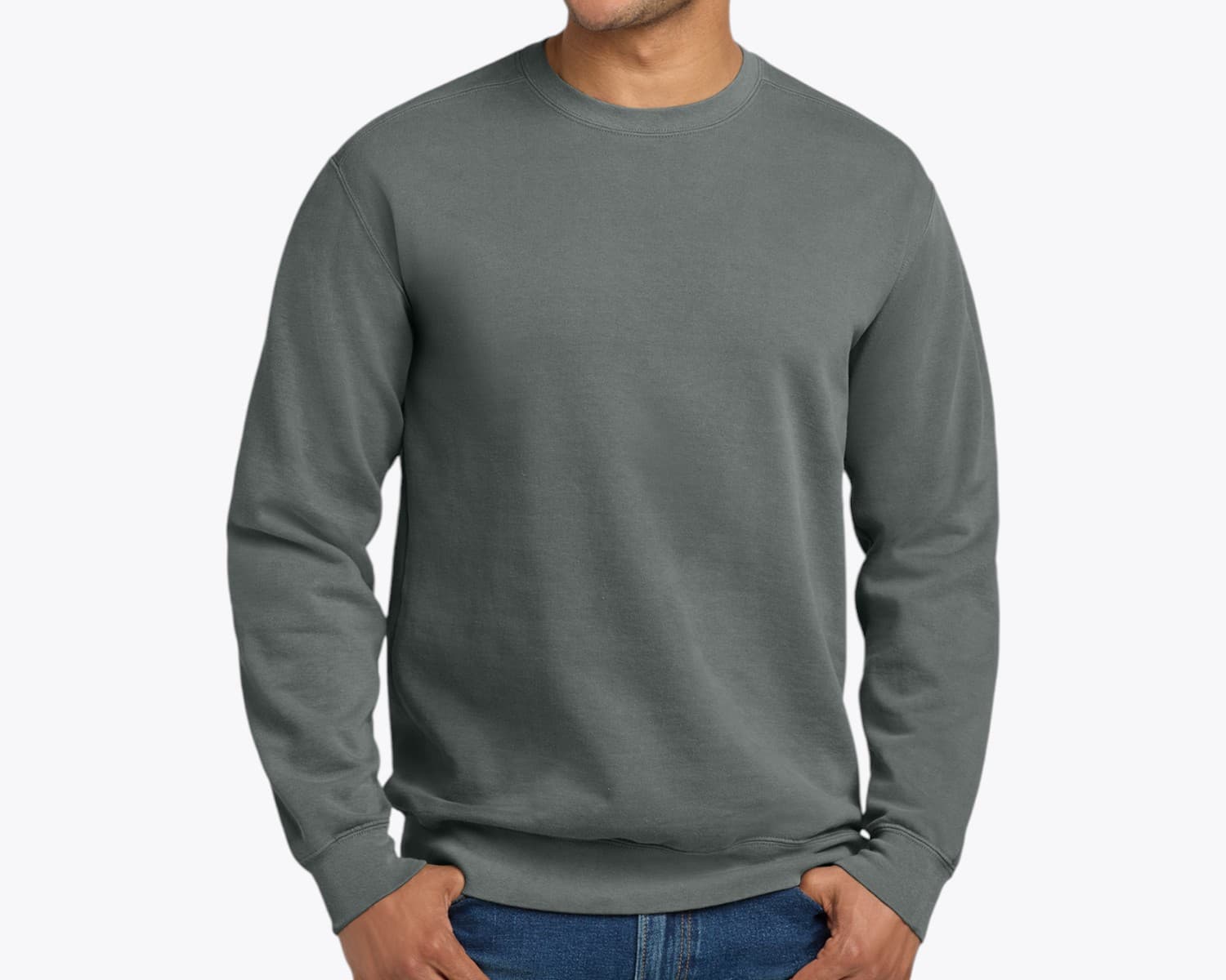 Comfort Colors 1566 Garment-Dyed Crewneck Sweatshirt in Grey (size:medium, view:front)