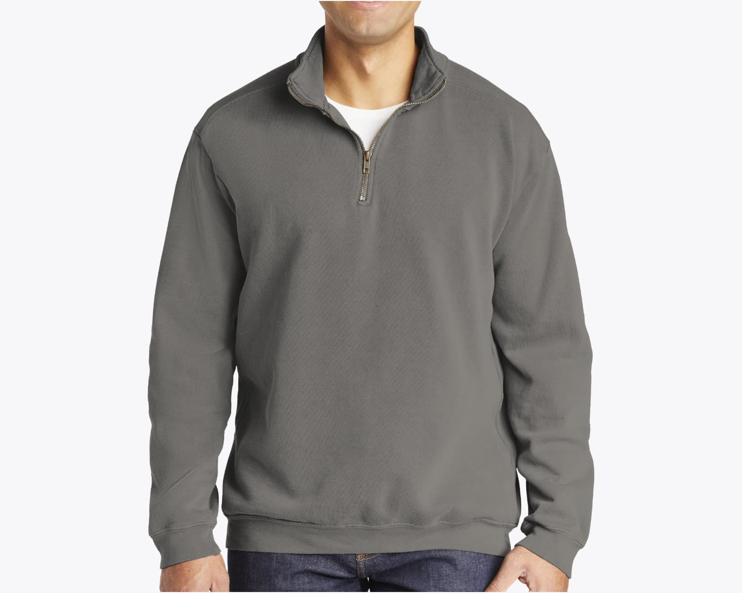 Comfort Colors 1580 Quarter-Zip Sweatshirt in Grey (size:medium, view:front)
