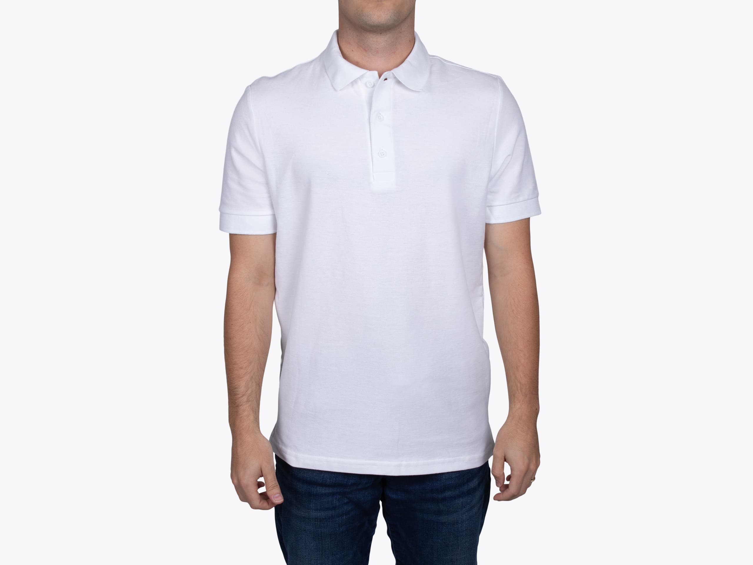 Gildan 85800 Hammer Pique Polo in White (model:male, size:medium, view:front)