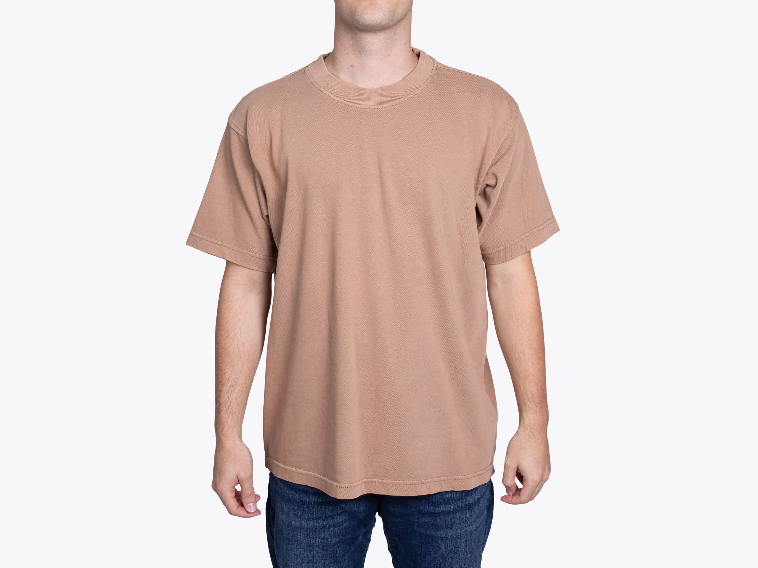 Lane Seven LS16005 Heavy Pigment Tee in Burro (model:male, size:medium, view:front)