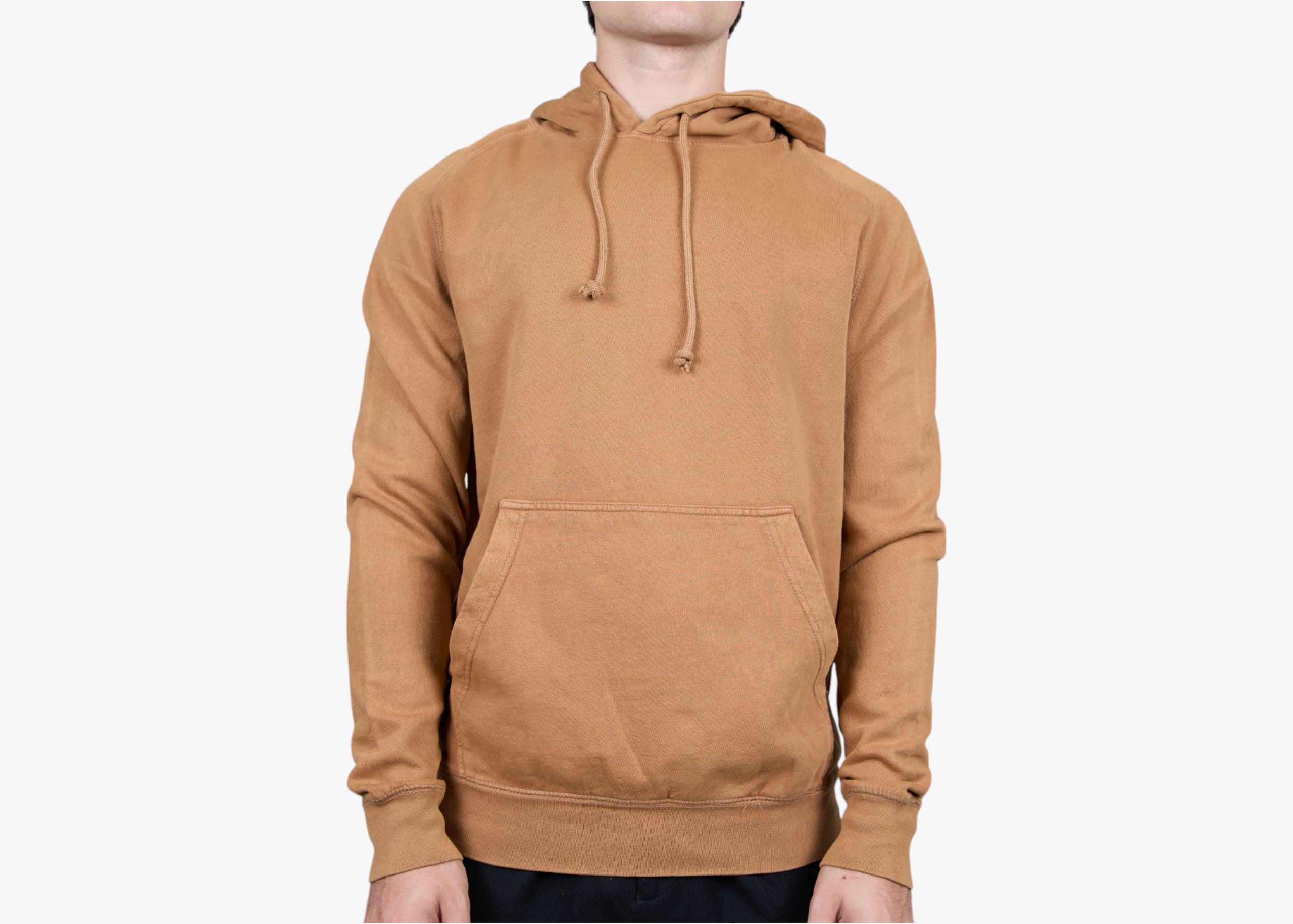 Lane Seven LST004 Vintage Raglan Hoodie in Vintage Camel (model:male, size:medium, view:front)