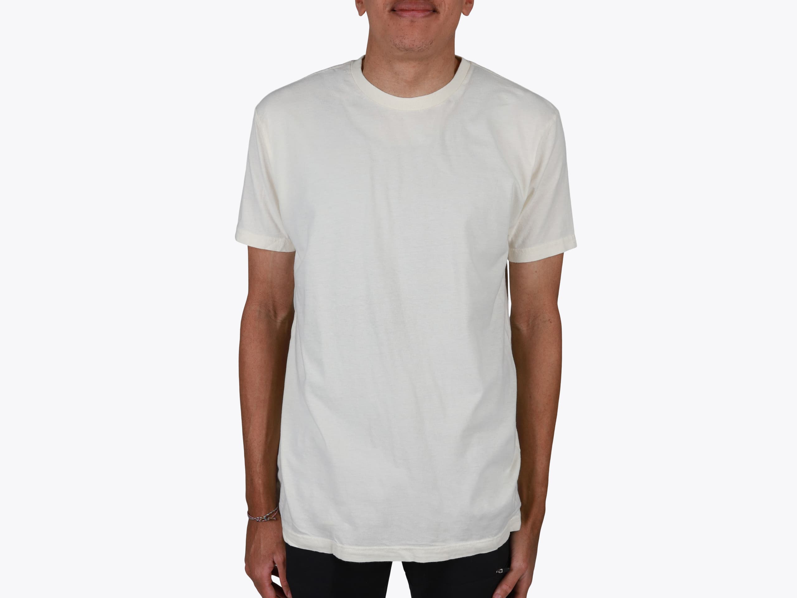 Next Level Apparel 3600SW Soft Wash T-Shirt in Washed Natural (model:male, size:medium, view:front)