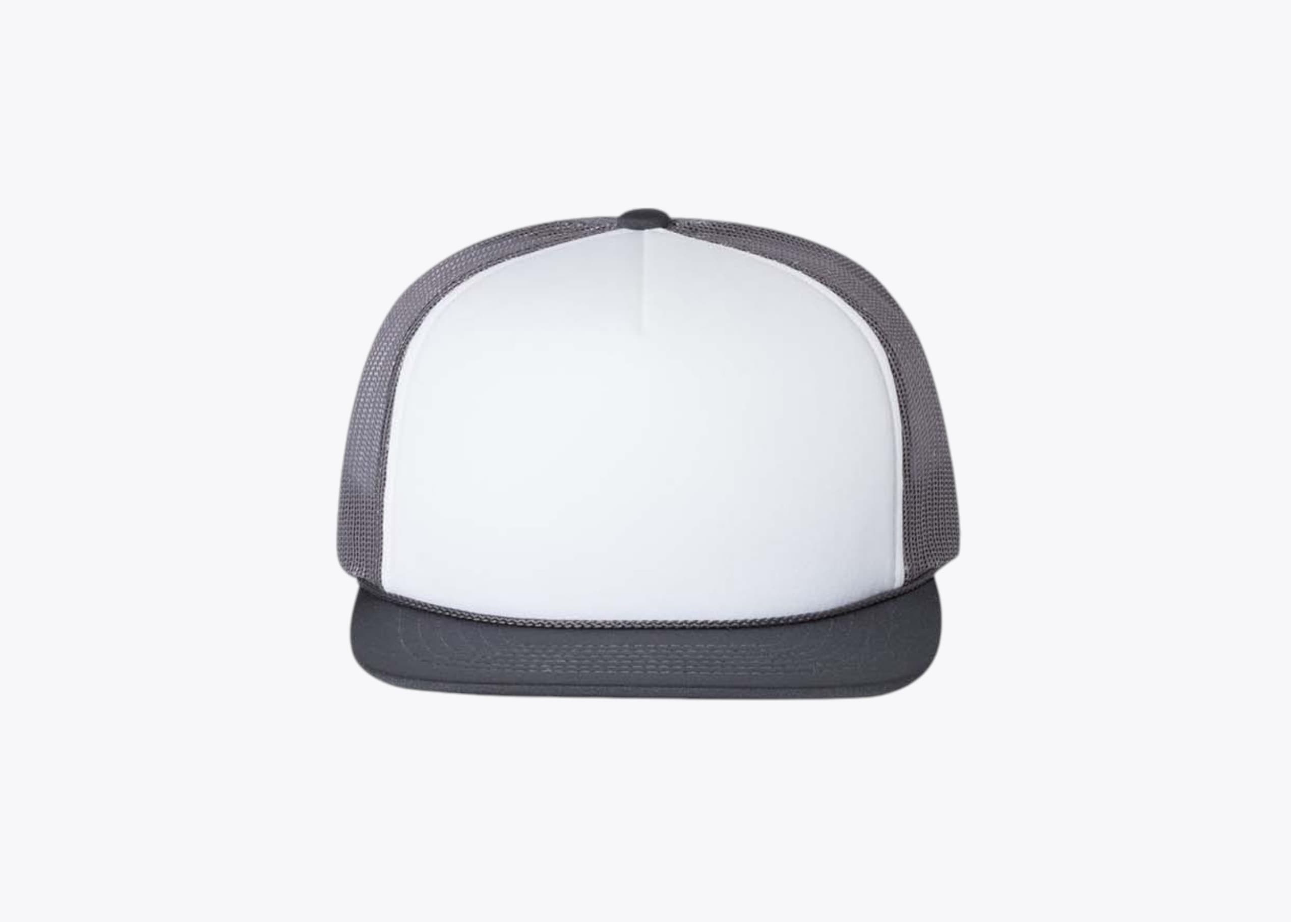 Richardson 113 Foamie Trucker Cap in White/Charcoal (size:osfm, view:front)